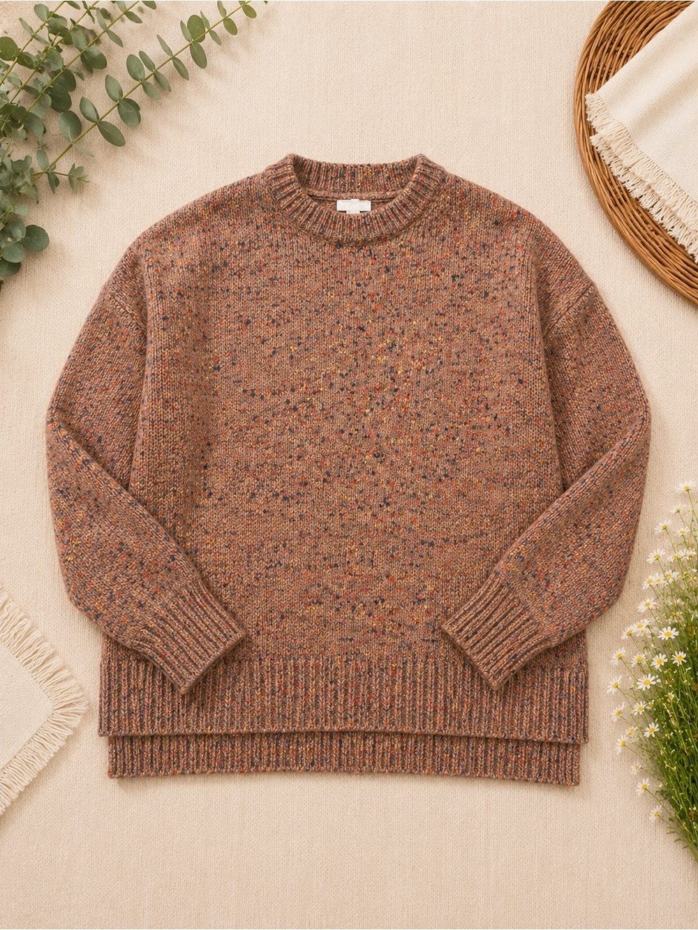 Lou & Grey Brown Flecked Crewneck Sweater